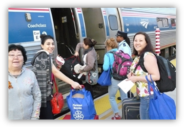 Russian Ambassadors Boarding Amtrack Train for Chicago